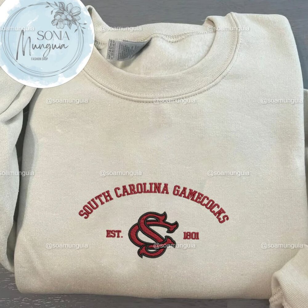 South Carolina Gamecocks Embroidered Crewneck Sweatshirt NCAA Team 1801